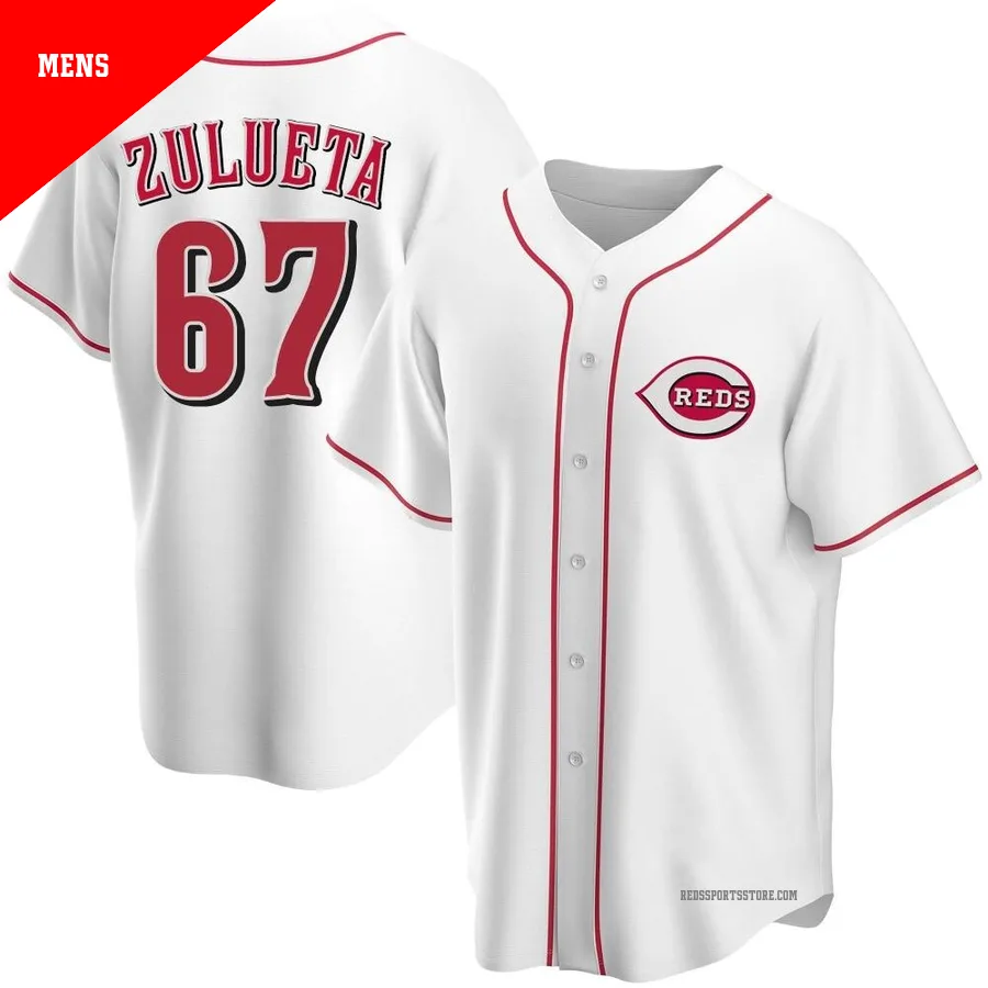 Cincinnati Reds ＃67 Yosver Zulueta Men's White Replica Home Jersey
