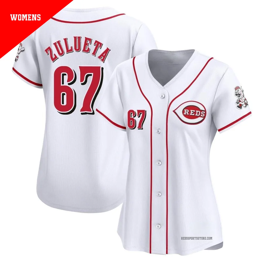 Cincinnati Reds ＃67 Yosver Zulueta Women's White Limited Home Jersey