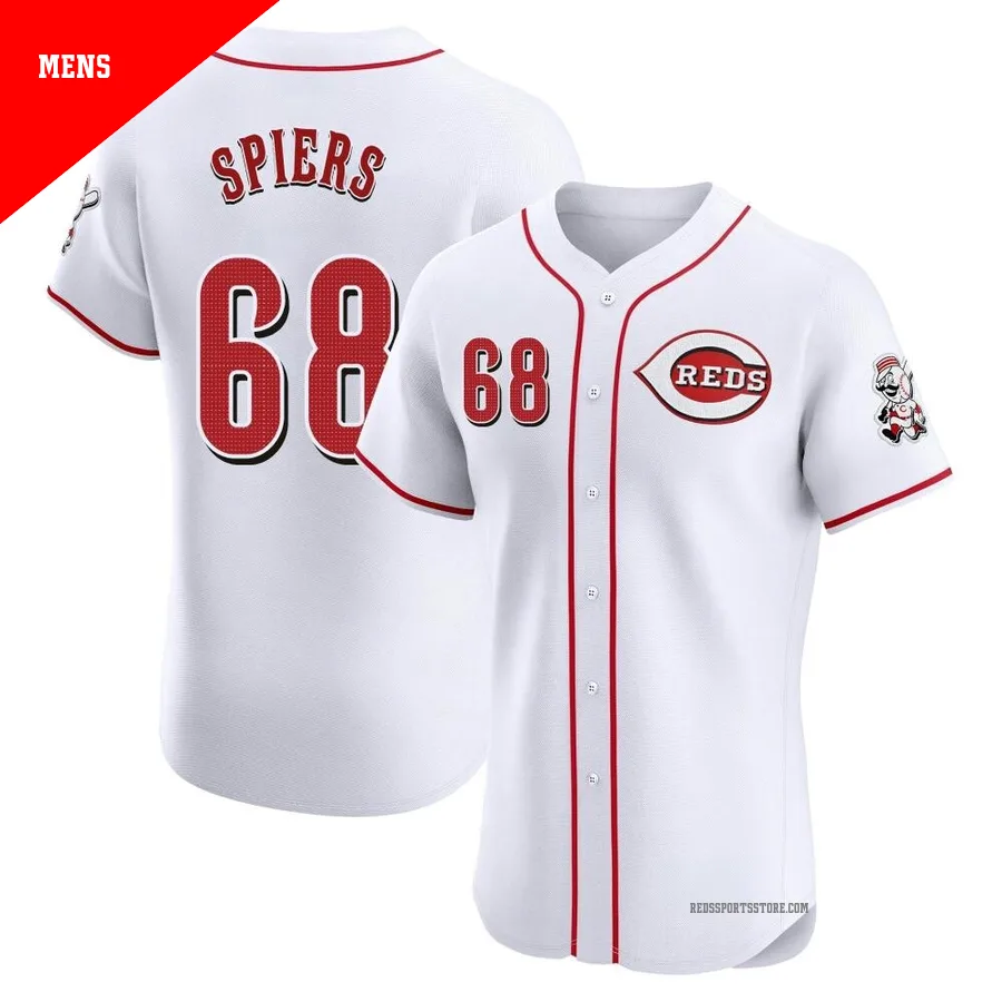Cincinnati Reds ＃68 Carson Spiers Men's White Elite Home Jersey