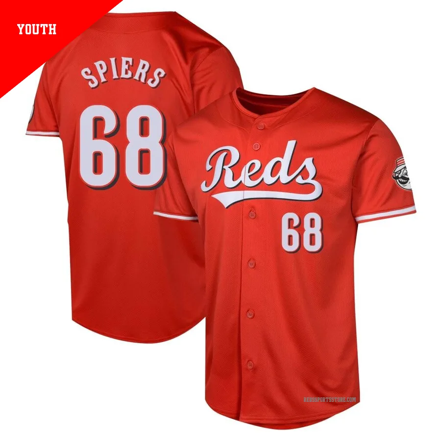 Cincinnati Reds ＃68 Carson Spiers Youth Red Limited Alternate Jersey
