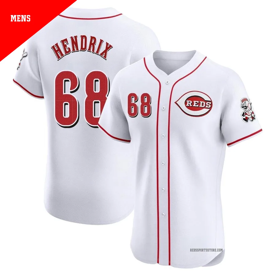 Cincinnati Reds ＃68 Ryan Hendrix Men's White Elite Home Jersey