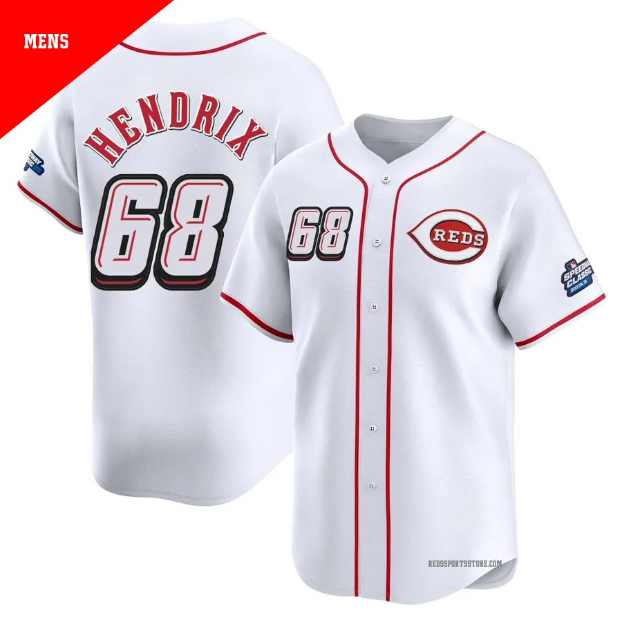 Cincinnati Reds ＃68 Ryan Hendrix Men's White Limited 2025 Speedway Classic Alternate Jersey