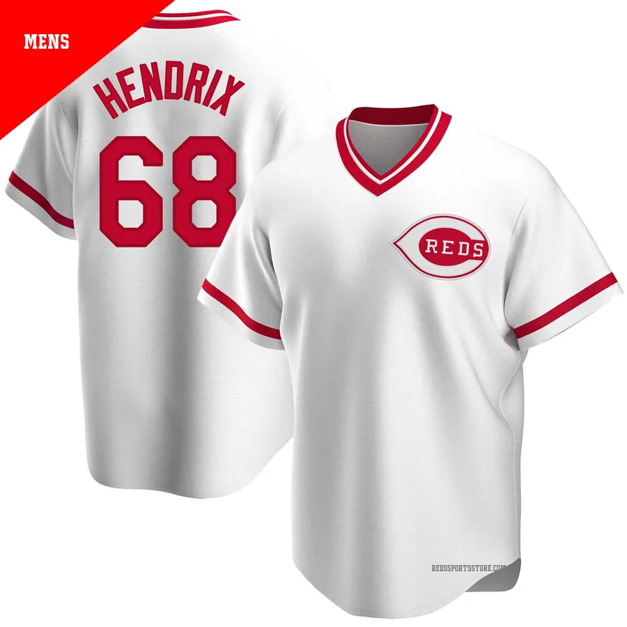 Cincinnati Reds ＃68 Ryan Hendrix Men's White Replica Home Cooperstown Collection Jersey