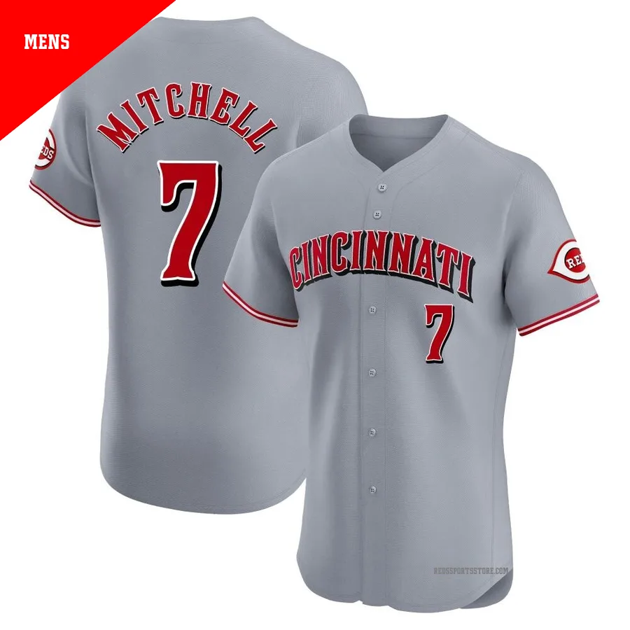 Cincinnati Reds ＃7 Kevin Mitchell Men's Gray Elite Road Jersey