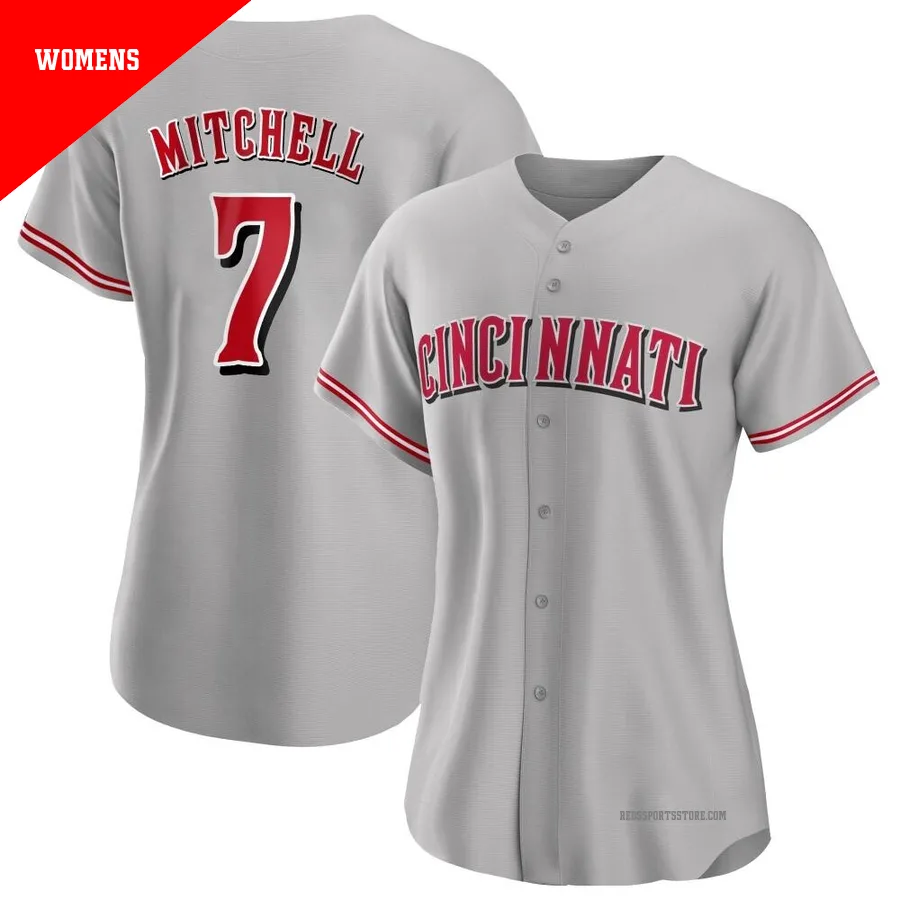 Cincinnati Reds ＃7 Kevin Mitchell Women's Gray Replica Road Jersey