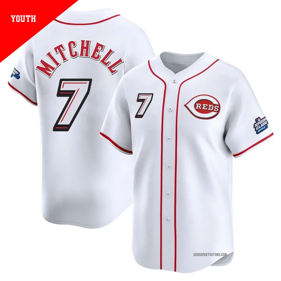 Cincinnati Reds ＃7 Kevin Mitchell Youth White Limited 2025 Speedway Classic Alternate Jersey