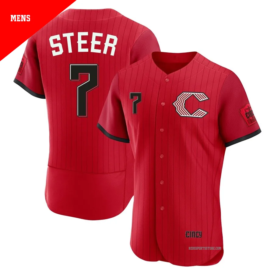 Cincinnati Reds ＃7 Spencer Steer Men's Red Authentic 2026 City Connect Stadium Jersey