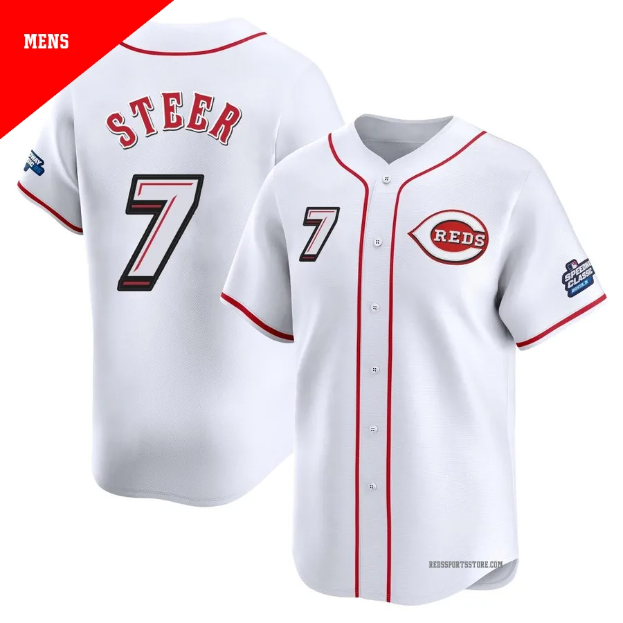 Cincinnati Reds ＃7 Spencer Steer Men's White Limited 2025 Speedway Classic Alternate Jersey