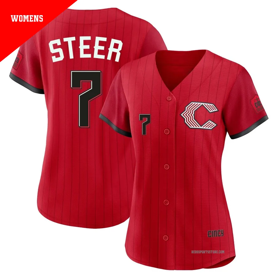Cincinnati Reds ＃7 Spencer Steer Women's Red Limited 2026 City Connect Stadium Jersey