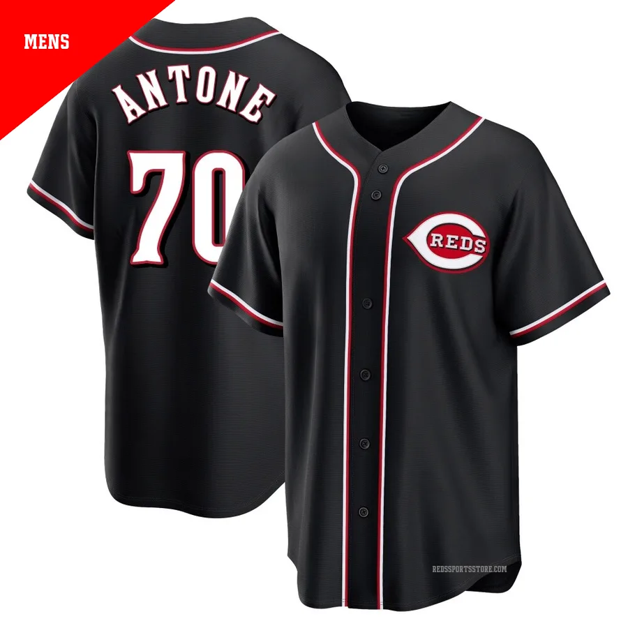 Cincinnati Reds ＃70 Tejay Antone Men's Black Replica Fashion Out Jersey