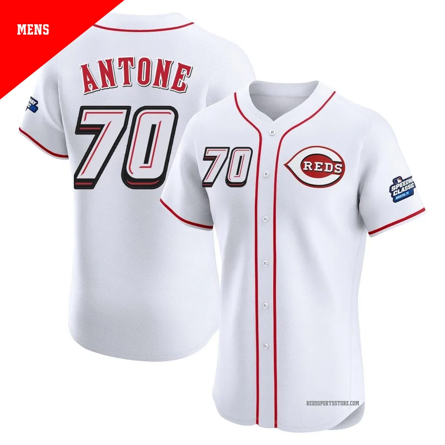Cincinnati Reds ＃70 Tejay Antone Men's White Elite 2025 Speedway Classic Alternate Jersey