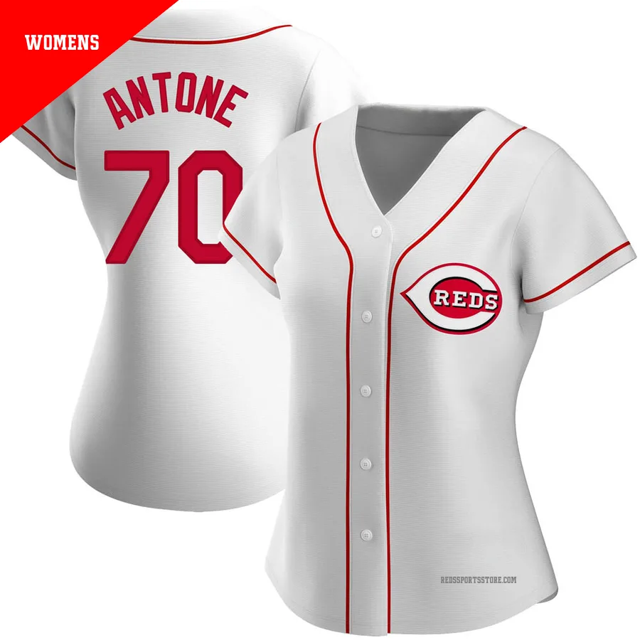 Cincinnati Reds ＃70 Tejay Antone Women's White Replica Home Jersey