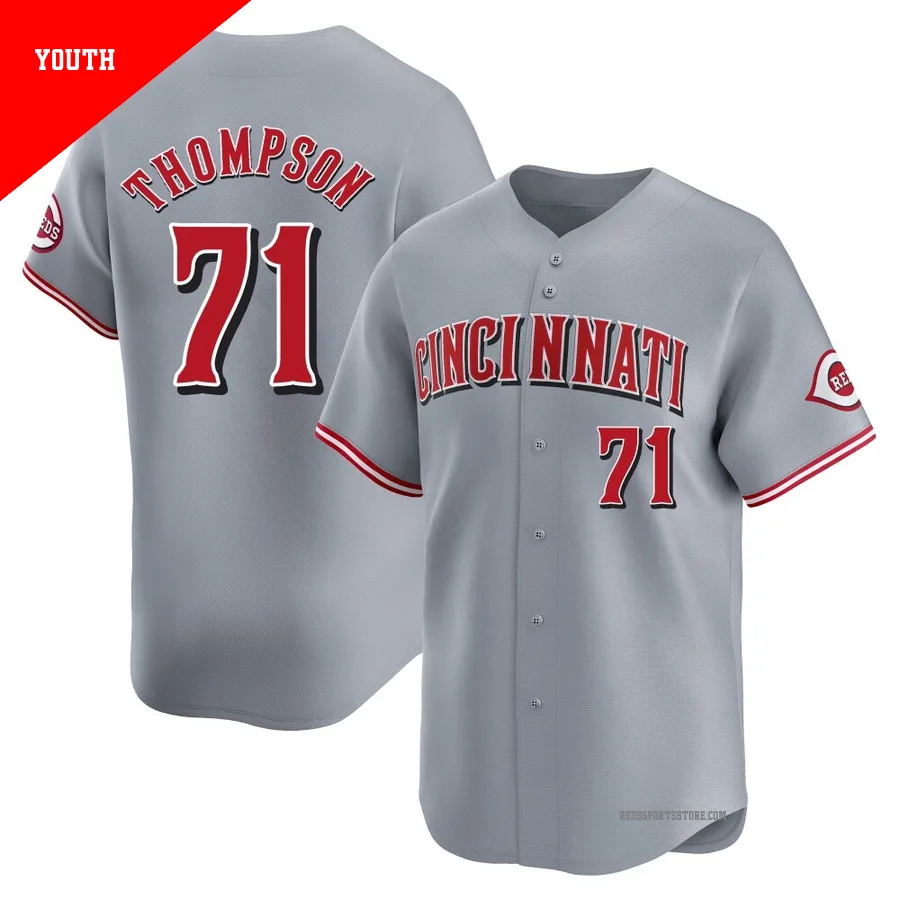 Cincinnati Reds ＃71 Keegan Thompson Youth Gray Limited Away Jersey