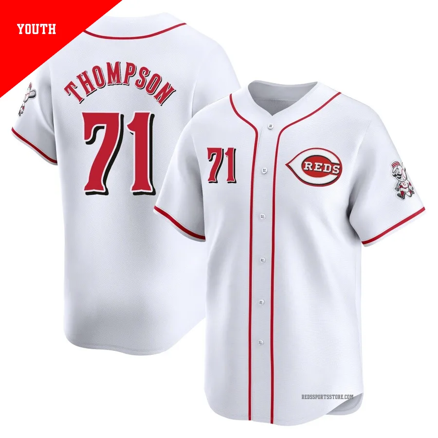 Cincinnati Reds ＃71 Keegan Thompson Youth White Limited Home Jersey