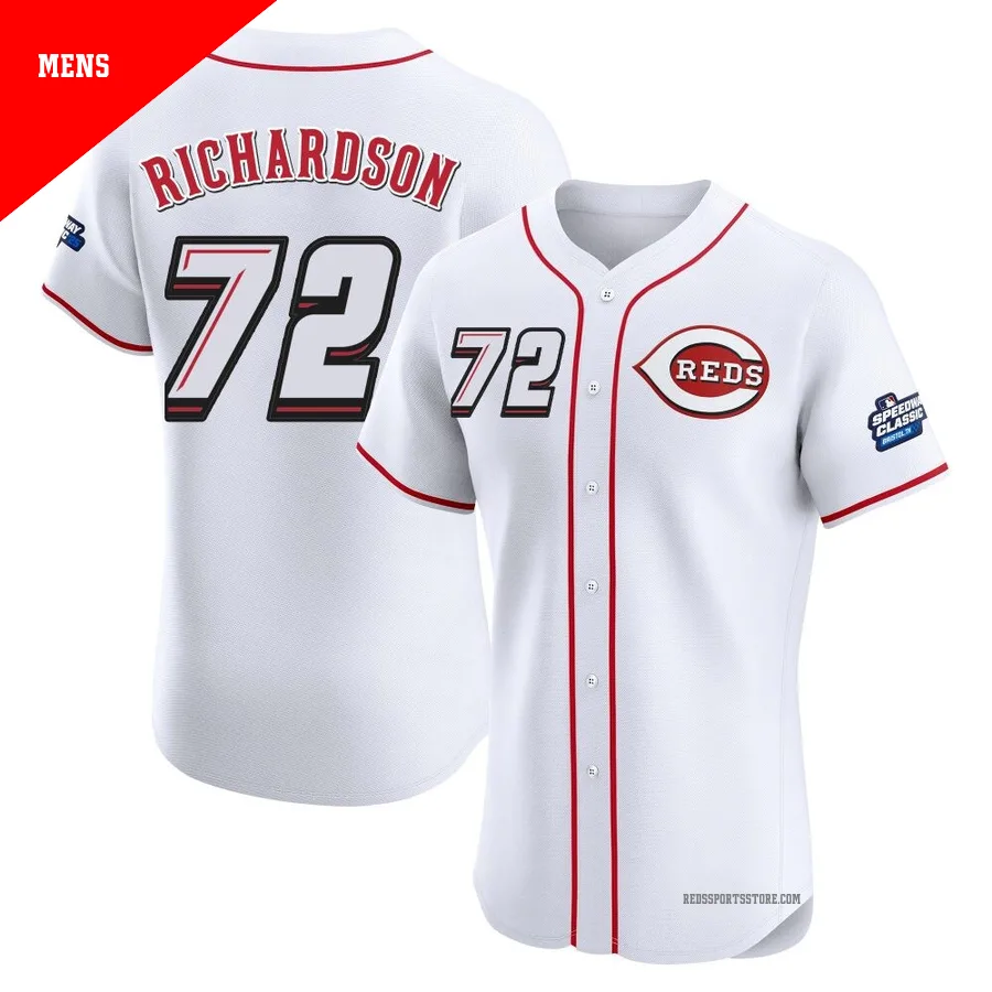 Cincinnati Reds ＃72 Lyon Richardson Men's White Elite 2025 Speedway Classic Alternate Jersey