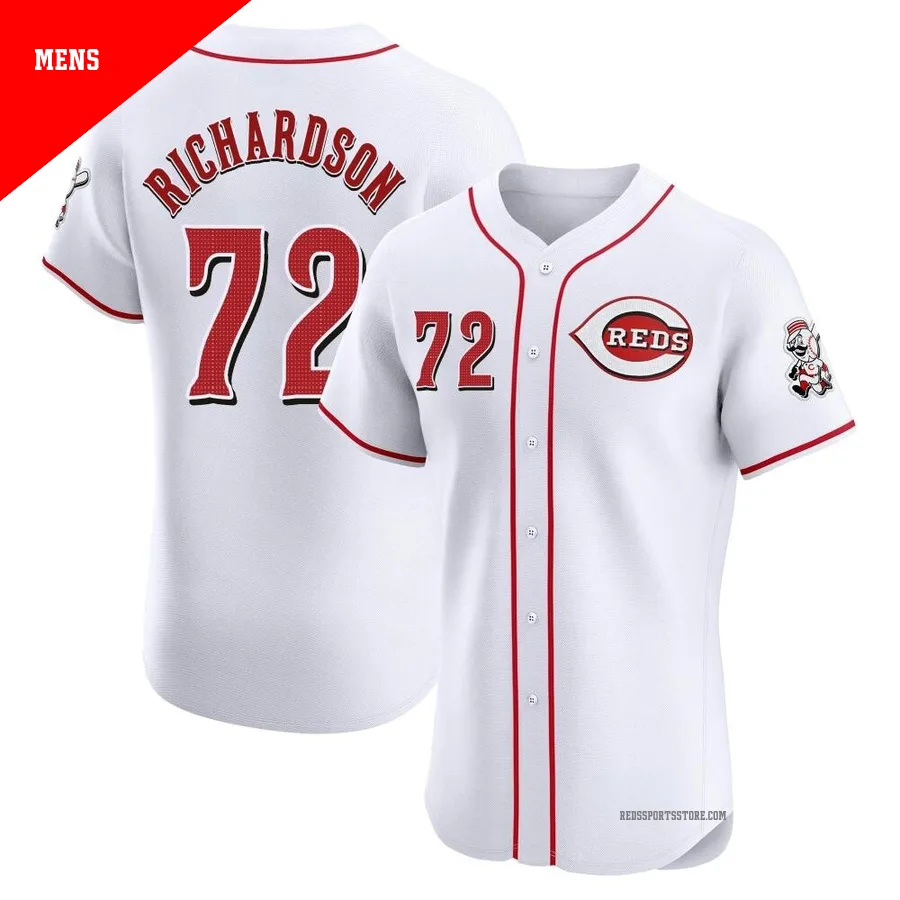 Cincinnati Reds ＃72 Lyon Richardson Men's White Elite Home Patch Jersey