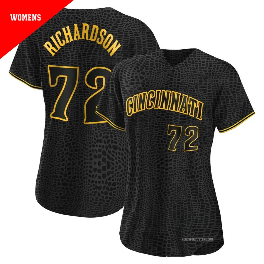Cincinnati Reds ＃72 Lyon Richardson Women's Black Authentic Snake Skin City Jersey