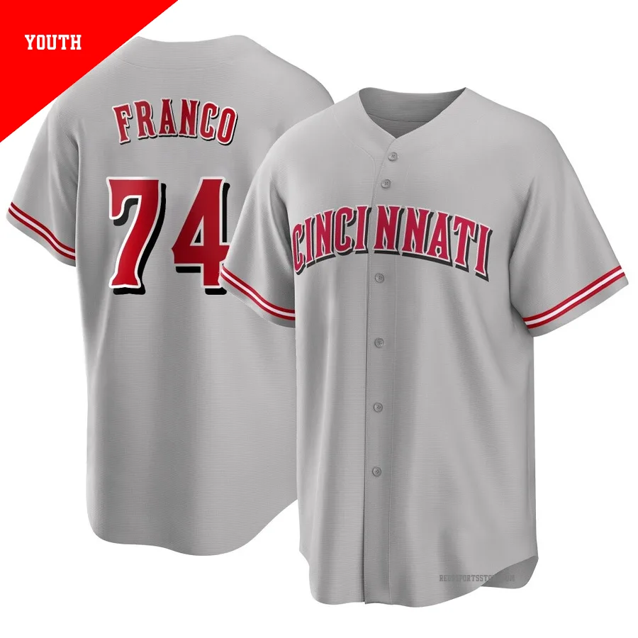 Cincinnati Reds ＃74 Jose Franco Youth Gray Replica Road Jersey
