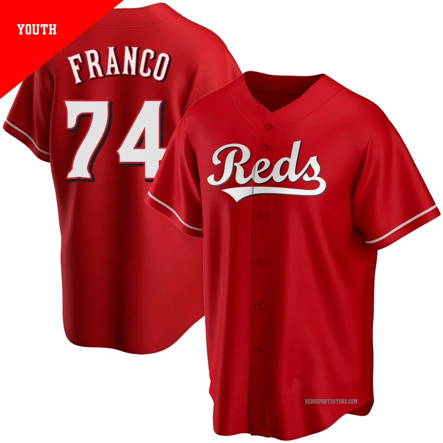 Cincinnati Reds ＃74 Jose Franco Youth Red Replica Alternate Jersey