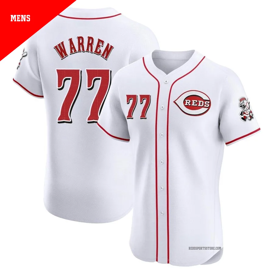 Cincinnati Reds ＃77 Art Warren Men's White Elite Home Patch Jersey