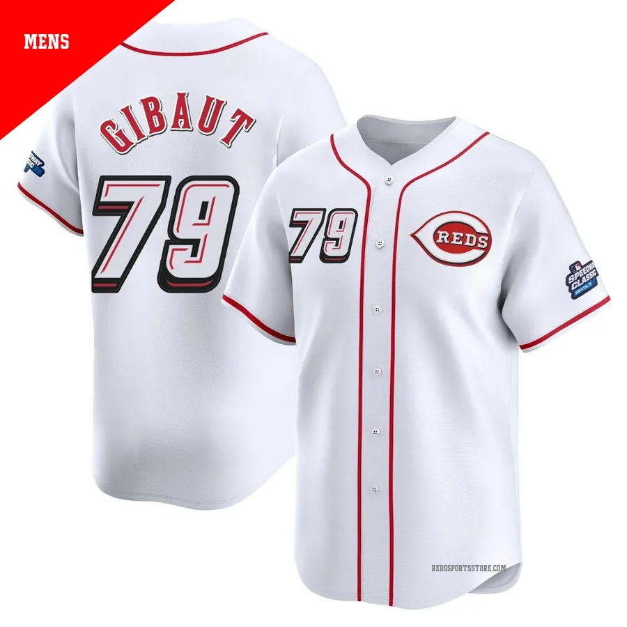 Cincinnati Reds ＃79 Ian Gibaut Men's White Limited 2025 Speedway Classic Alternate Jersey