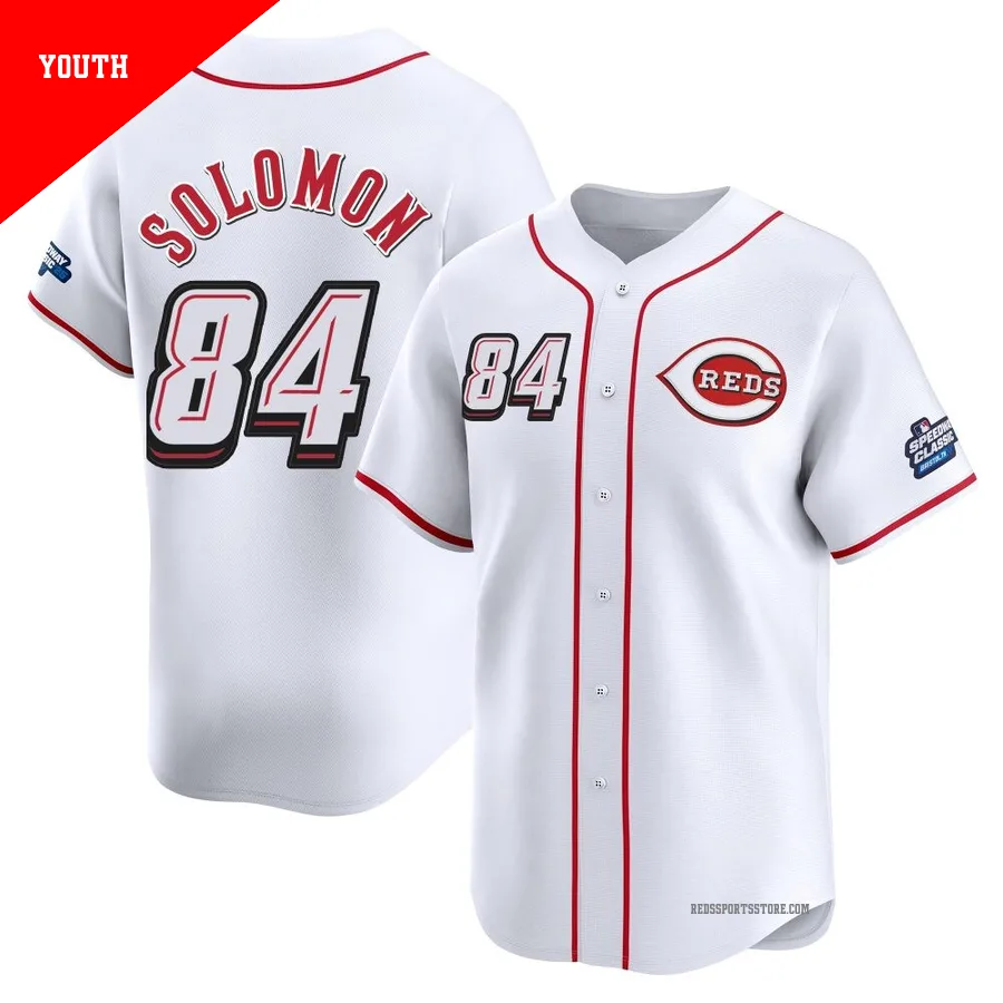 Cincinnati Reds ＃84 Jared Solomon Youth White Limited 2025 Speedway Classic Alternate Jersey