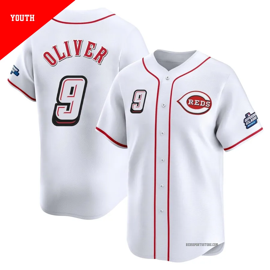 Cincinnati Reds ＃9 Joe Oliver Youth White Limited 2025 Speedway Classic Alternate Jersey