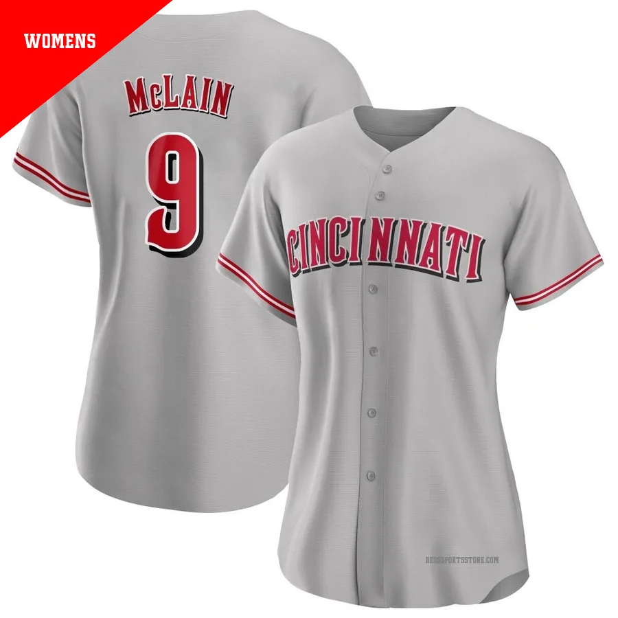 Cincinnati Reds ＃9 Matt McLain Women's Gray Authentic Road Jersey